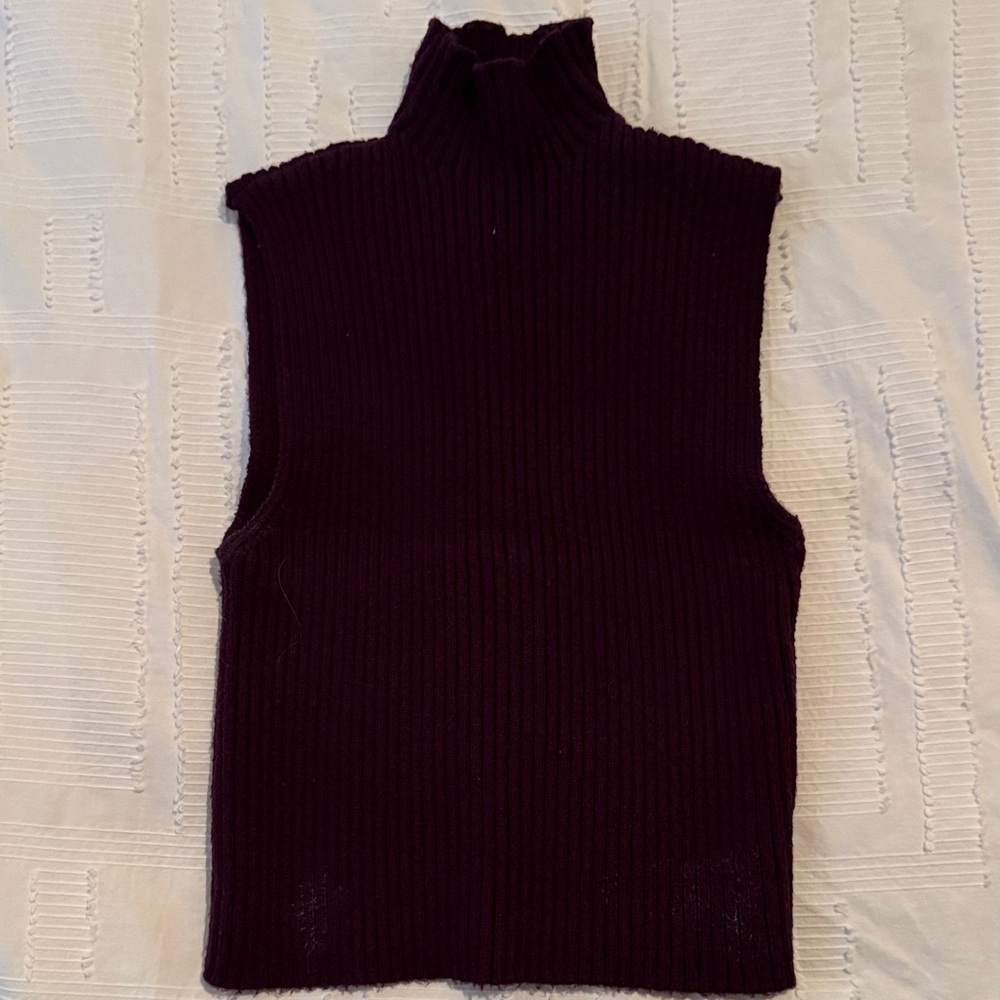 Zara Dark Purple Ribbed Tank Top